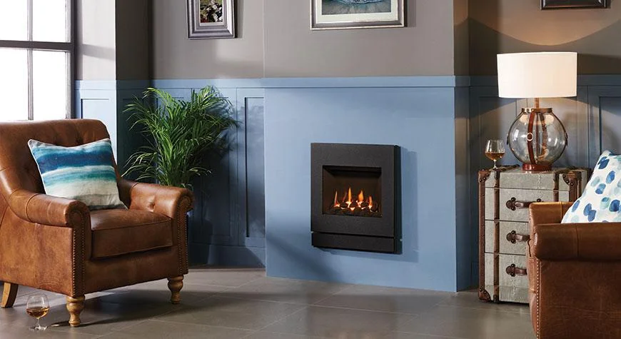 Gazco Logic HE with Designio2 Steel front — alternative view