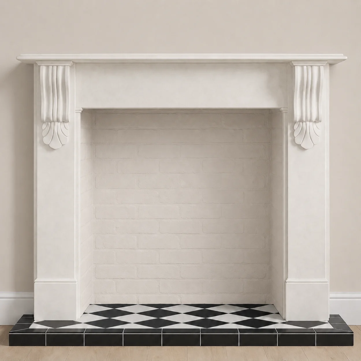 Carved Corbel Aegean Limestone Surround